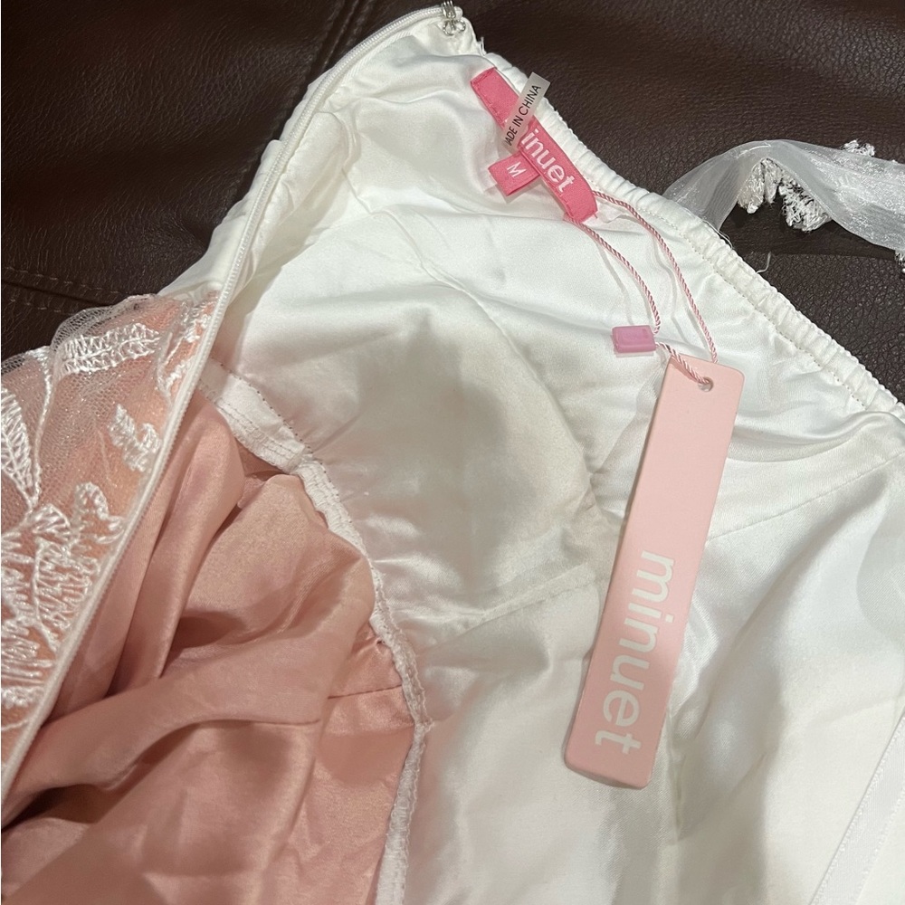 Modcloth Pink and White Sweetheart Sundress Prom - Picture 4 of 5